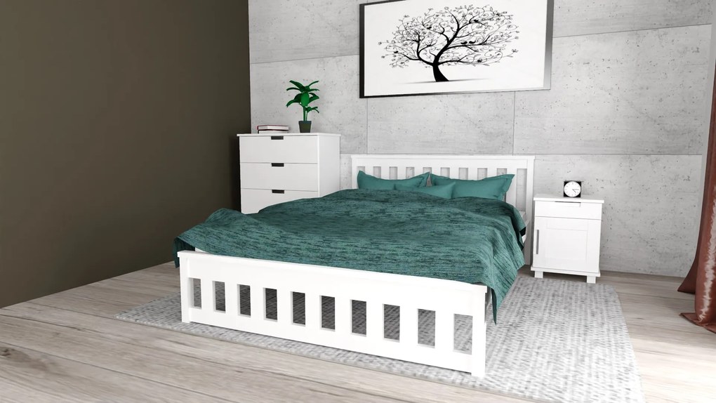 Posteľ MAICA 90 x 200 cm, biela Rošt: S latkovým roštom, Matrac: Matrac COCO MAXI 20 cm
