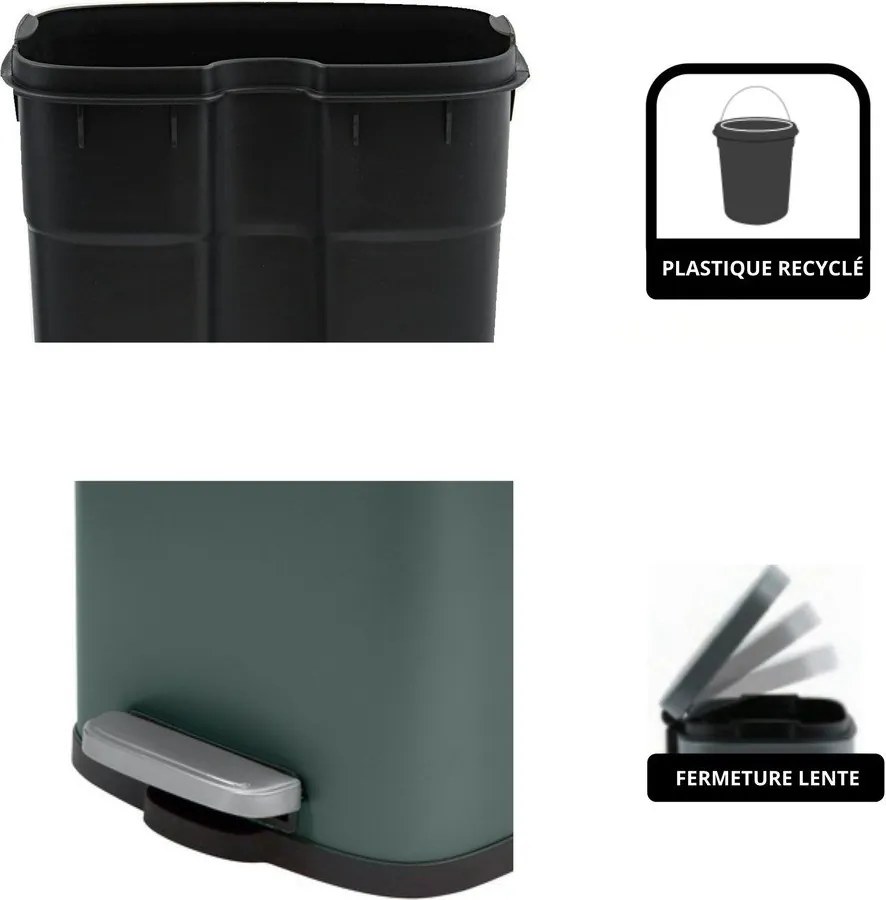 Tmavozelený nášľapný oceľový odpadkový kôš 5 l Akira – Spirella