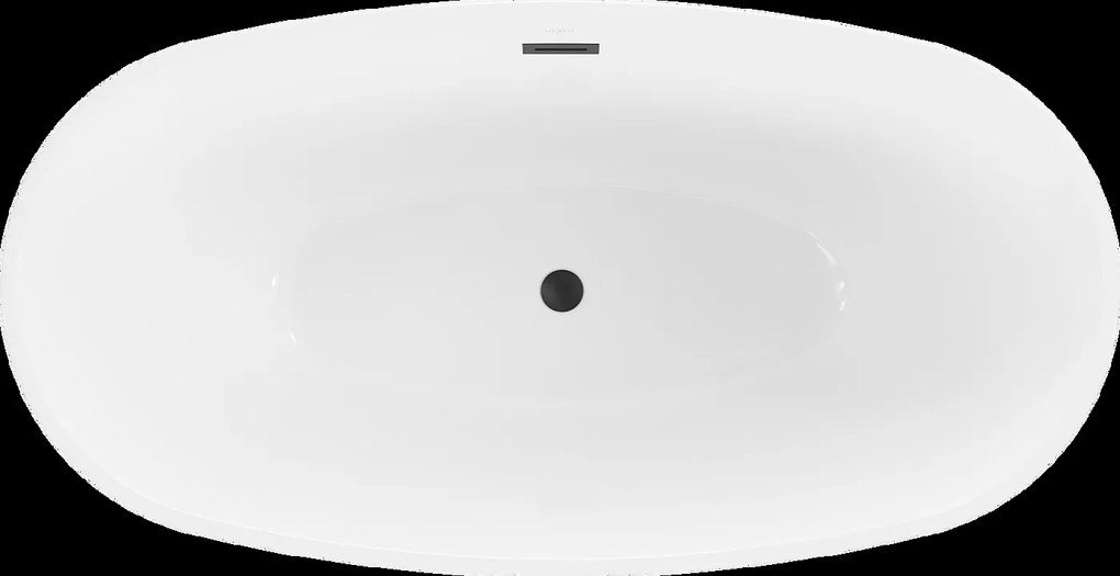 Mexen Eris, voľne stojaca vaňa 155 x 80 cm + čierna zátka a sifón automat, biela-čierna, 53441558075-B