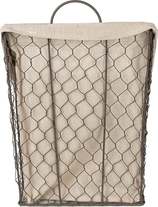 Zinkový antik drôtený košík s bavlnenou vložkou Gie - 23*9*37cm