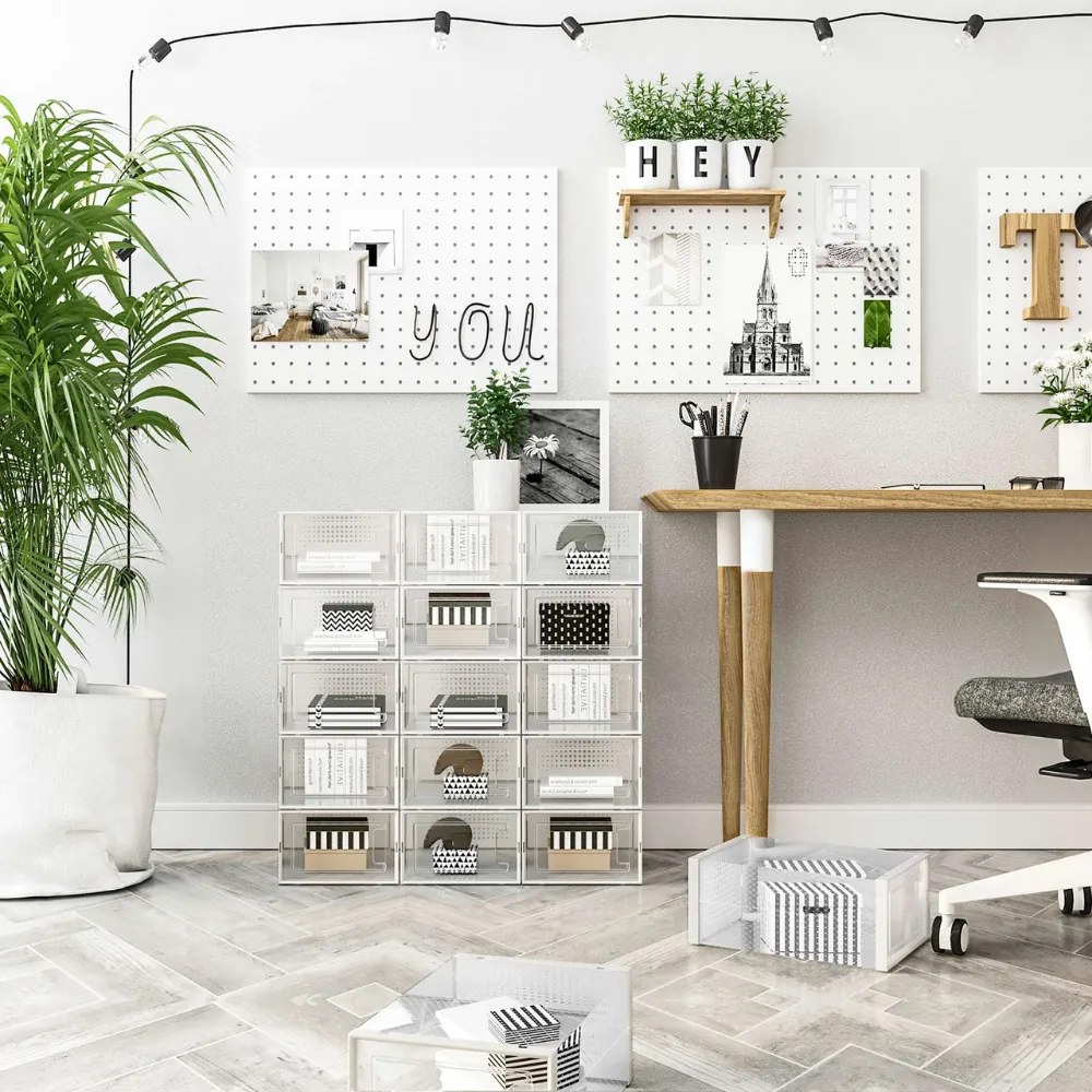 Organizér na topánky MARI, 18 boxov, priesvitná/biela SongmicsHome