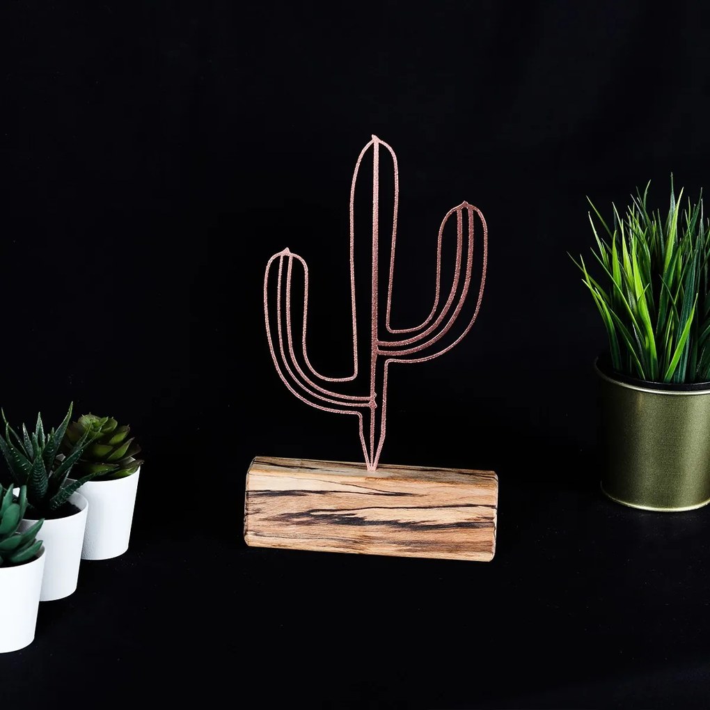 Kovová dekorácia Cactus Mini 24 cm bronzová