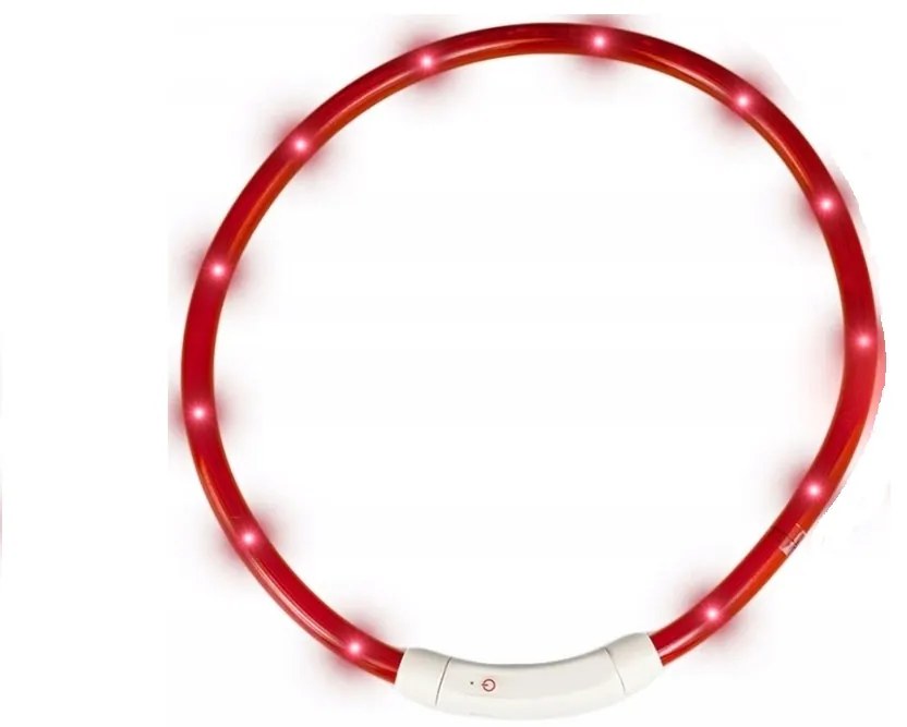 Nuxie LED svietiaci obojok pre mačku a psa 55 cm červený