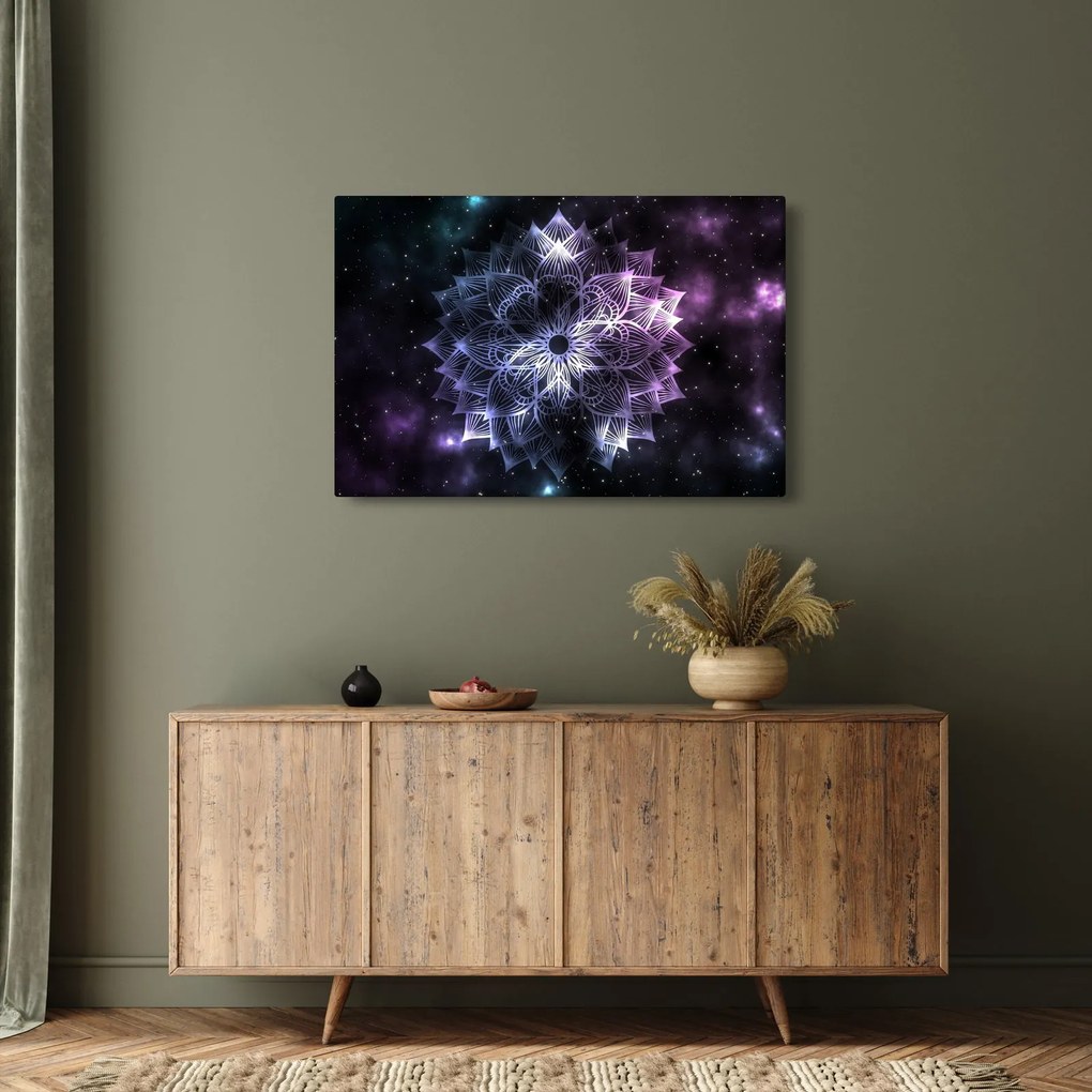 Obraz - Lotusová mandala vo vesmíre (90x60 cm)