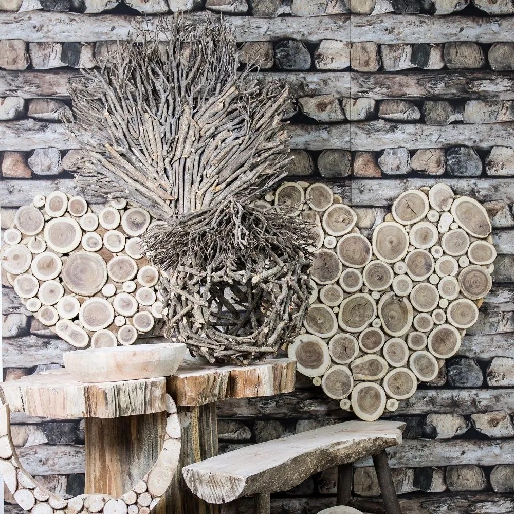 Hnedé drevené srdce Natur L - 78 * 73 * 3cm