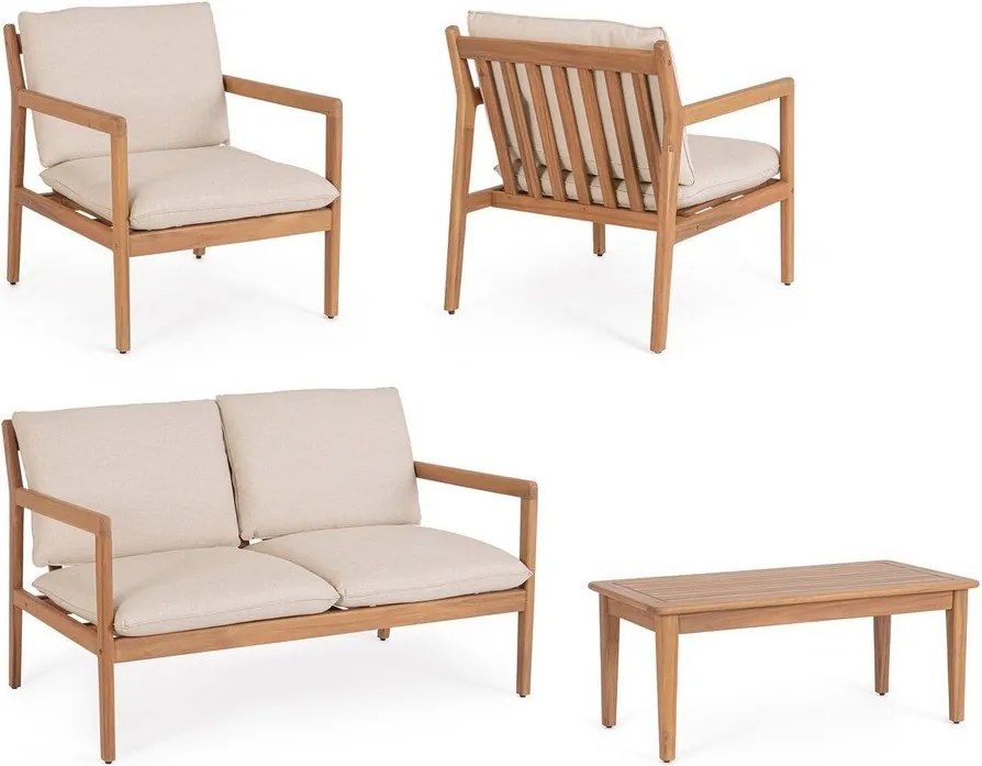 Záhradná lounge súprava z masívu akácie v prírodnej farbe pre 4 záhradný Danubio – Bizzotto