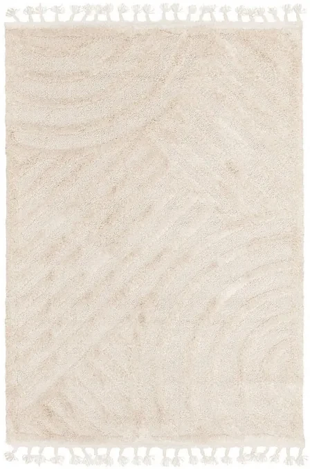 Koberec Berber 9754 so strapcami, ivory / krémový