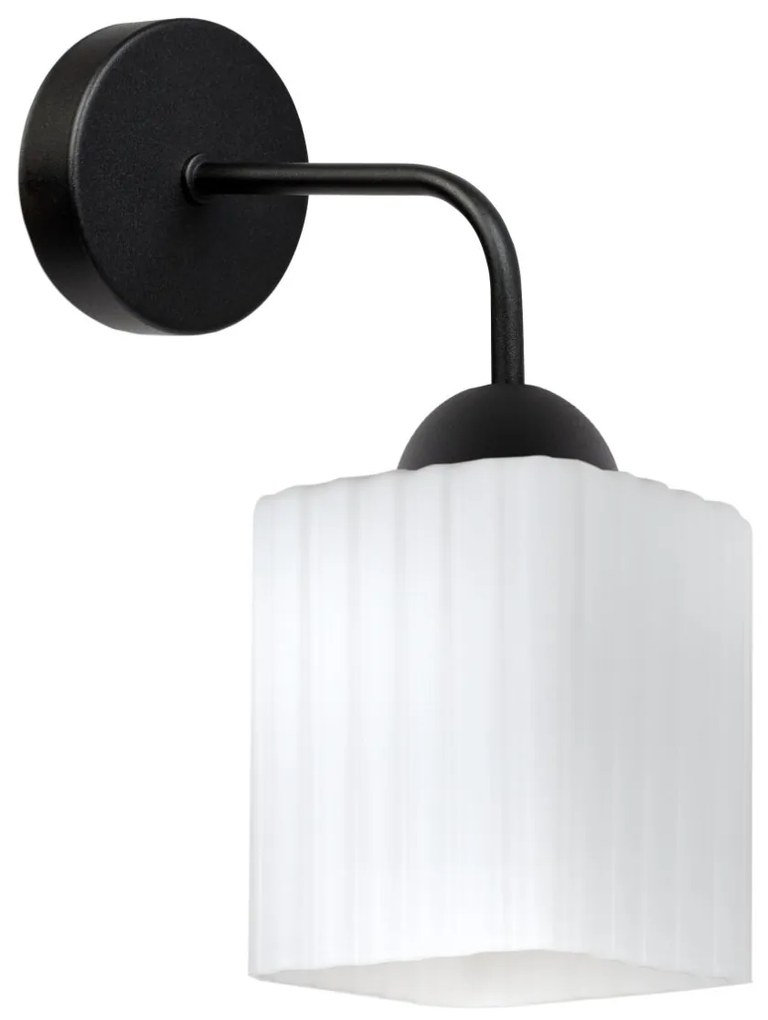 Nástenné svietidlo Riffle Square, 1x biele sklenené tienidlo, b