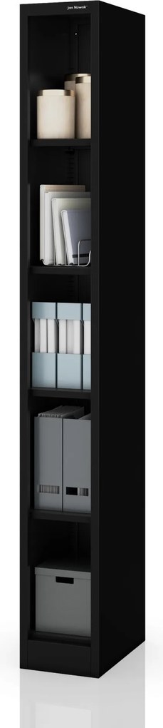 Úzky kovový archivačný regál na dokumenty čierny, 250x1950x400 mm: TIM