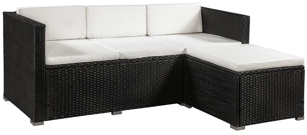 InternetovaZahrada Záhradný ratanový set Punta Cana M - čierny/krémové podušky