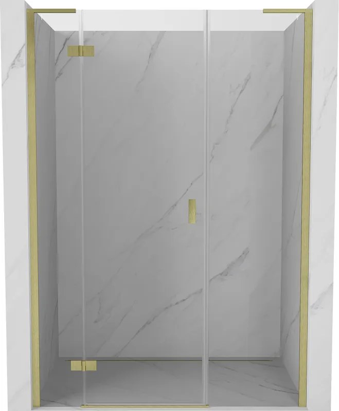 Mexen Mist-H L, 1-krídlové sprchové dvere ľavé 130 cm, číre sklo, zlatý matný profil, 8A5L-130-001-55-00-L
