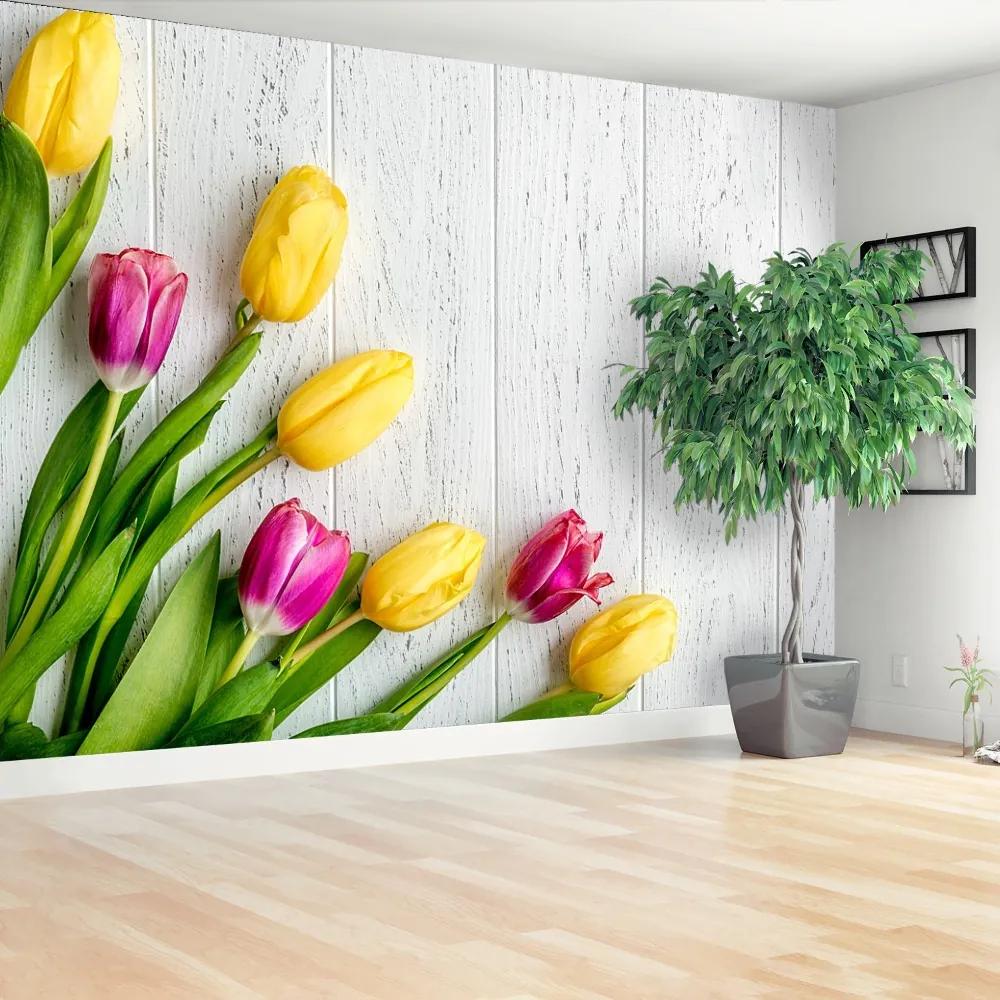 Fototapeta Vliesová Žlté tulipány 208x146 cm