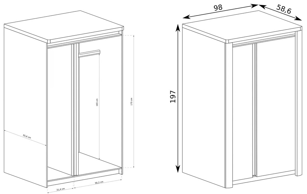 Šatníková skriňa Livia 01 (dub ribbeck + biely lesk). Akcia -20%. Vlastná spoľahlivá doprava až k Vám domov. 1057857