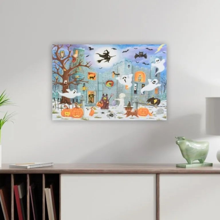 Nástenná maľba Prekliaty hrad, 9 LED diód, 60 x 40 cm