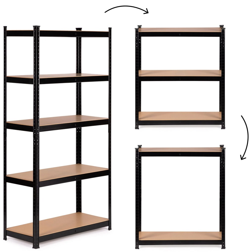 Kovový skladovací regál 180x90x40 cm, 5 políc, nosnosť 875 kg, ModernHome