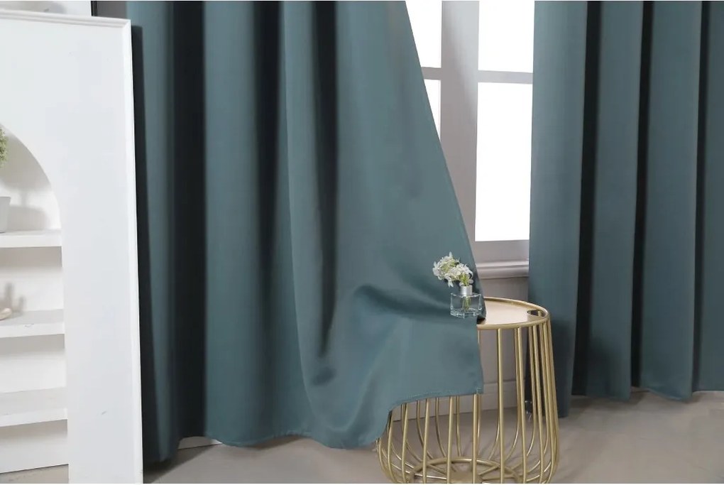 Modrozelený záves OXFORD 140x250 cm Zavesenie: Kovové krúžky