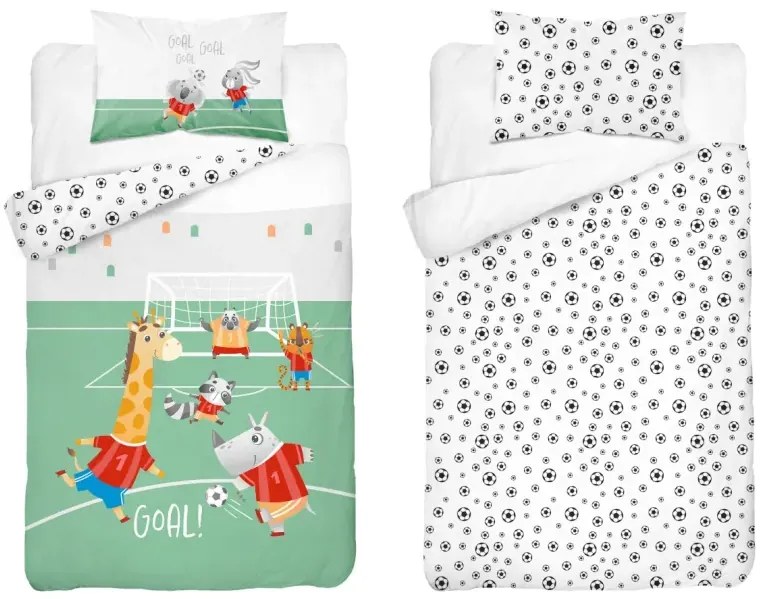 Bambusové posteľné obliečky do postieľky pre malého futbalistu – obojstranné 2 časti: 1ks 100  x 135 cm + 1ks 40 x 60 cm