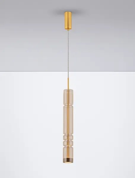 LED zlato-cognac moderný luster Bento 58