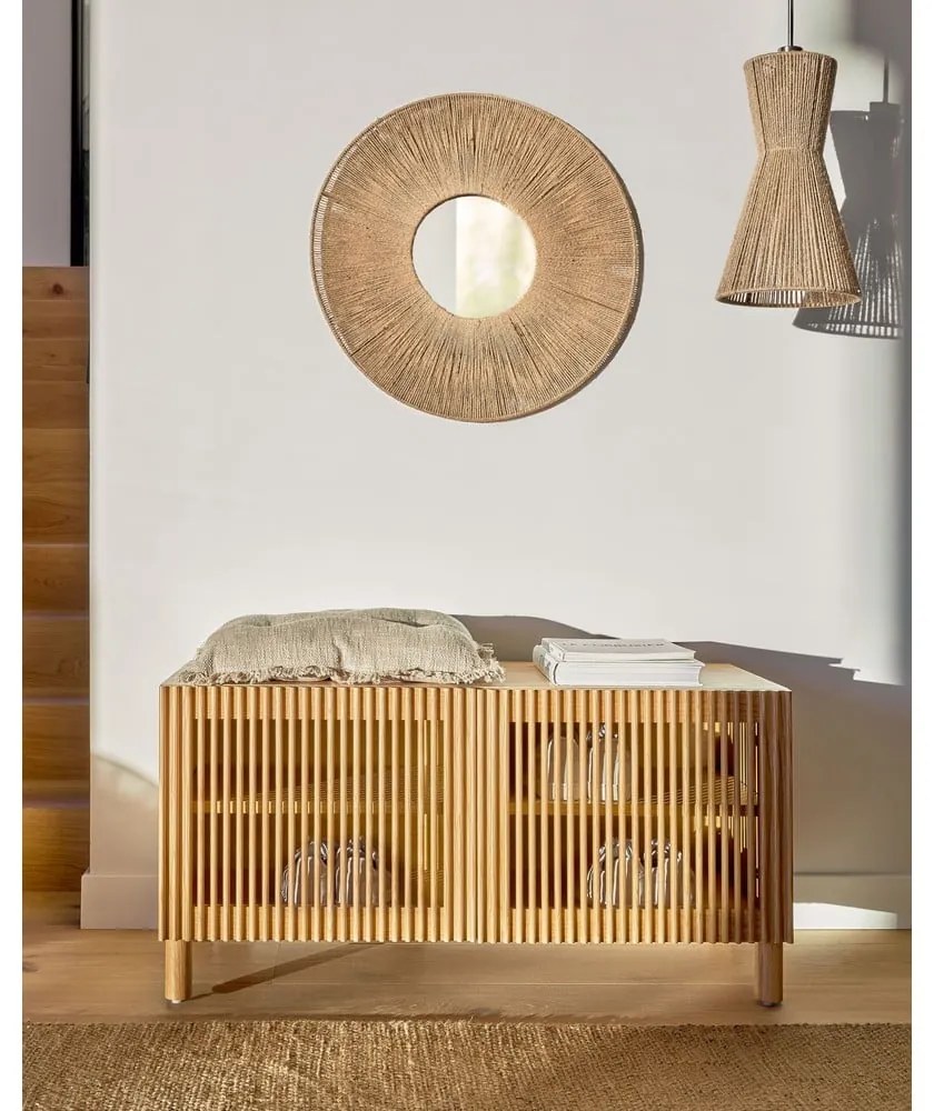 Skrinka na topánky v dekore duba s lavicou v prírodnej farbe Beyla – Kave Home