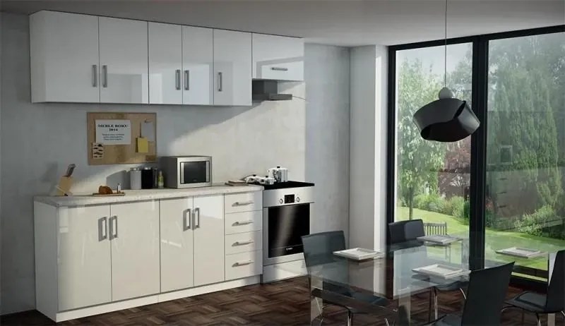 Kuchynská linka Marta, biela/čierna lesk