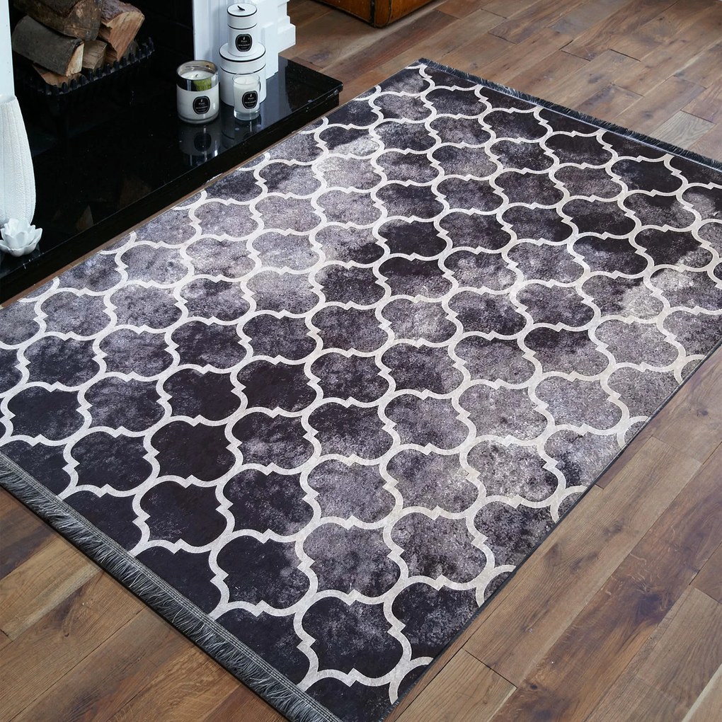 DY Čierno-biely vzorovaný koberec Horeca 01 Rozmer: 180x280 cm