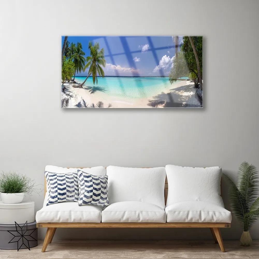 Obraz na skle More pláž palma krajina 140x70 cm