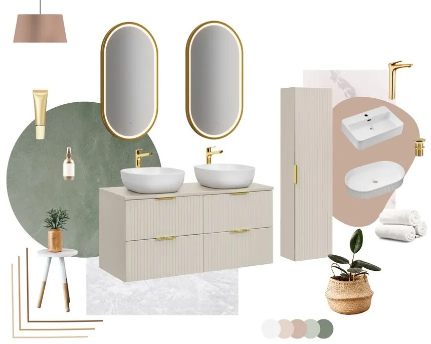 Koupelnová sestava Adele Cashmere s deskou a skříňkami 80 cm kašmírová