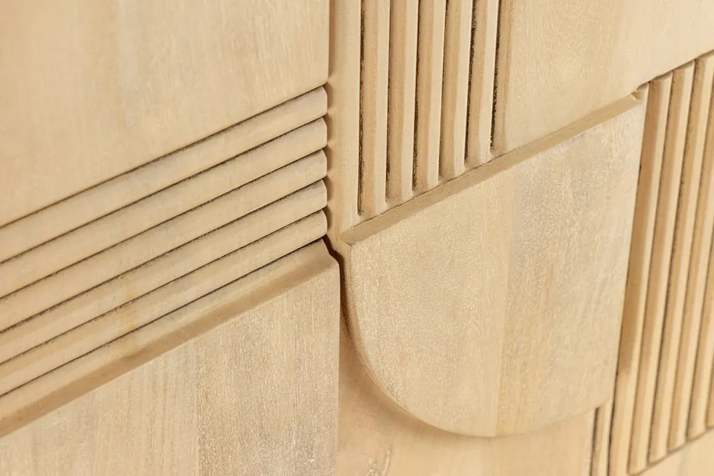 ART DECO komoda 140cm 3D mangové drevo bielo natreté