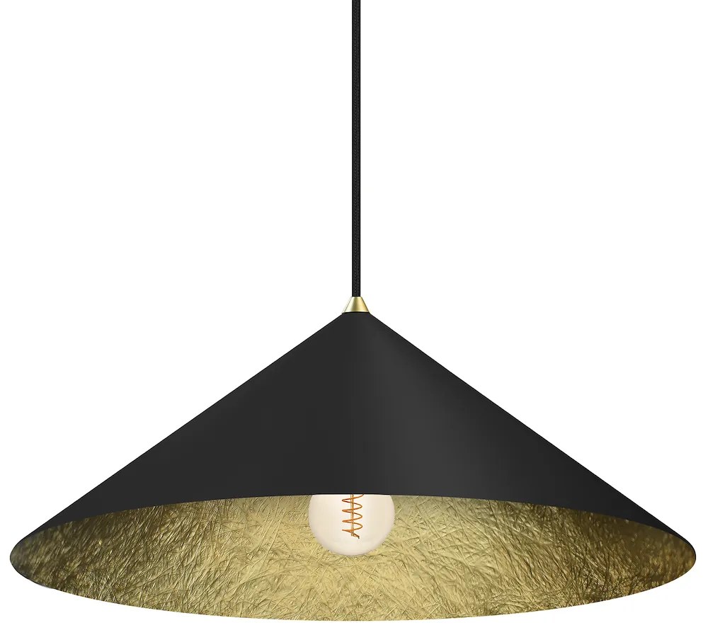 Závesné svietidlo Fuji, 1x čierne/zlaté kompozitné tienidlo, (fi 50cm), b
