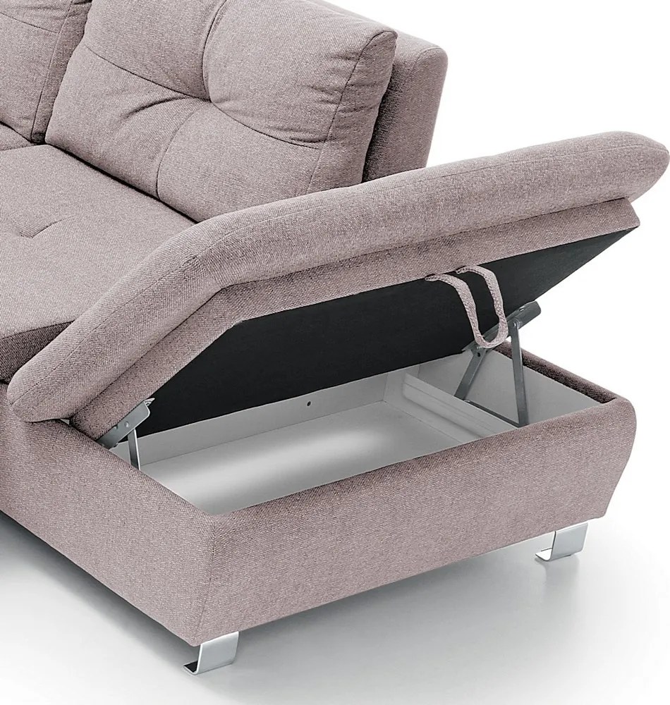 Sedacia súprava Madeira 3A, svetlo ružová látka, tvar pravé U