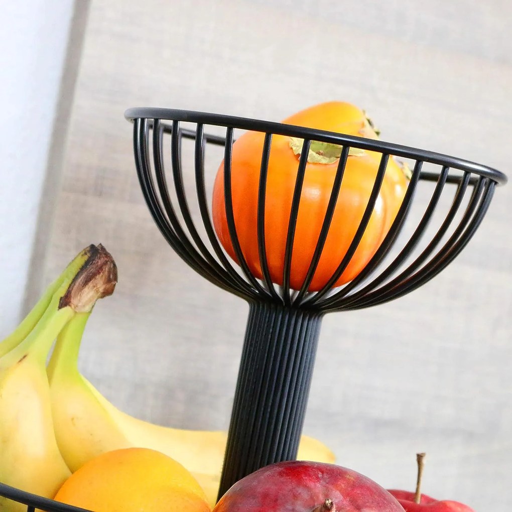 Zeller Present Stojan na ovocie, 2 misy, kovový, čierny FONTANA