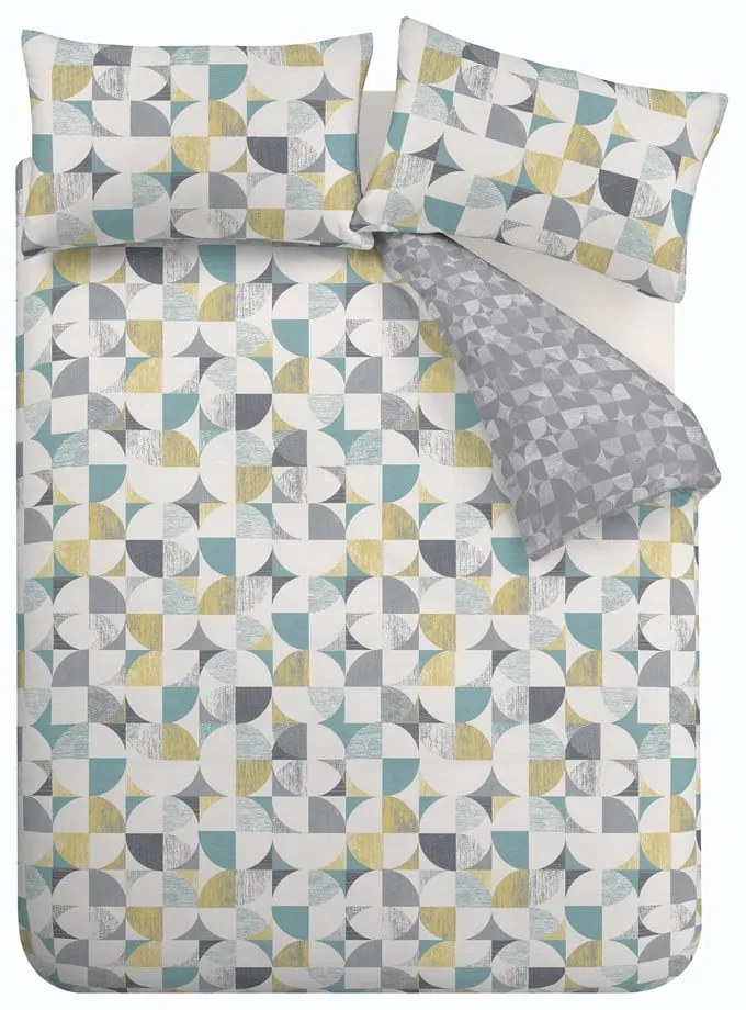 Sivé obliečky na dvojlôžko/predĺžené 230x220 cm Retro Circles – Catherine Lansfield