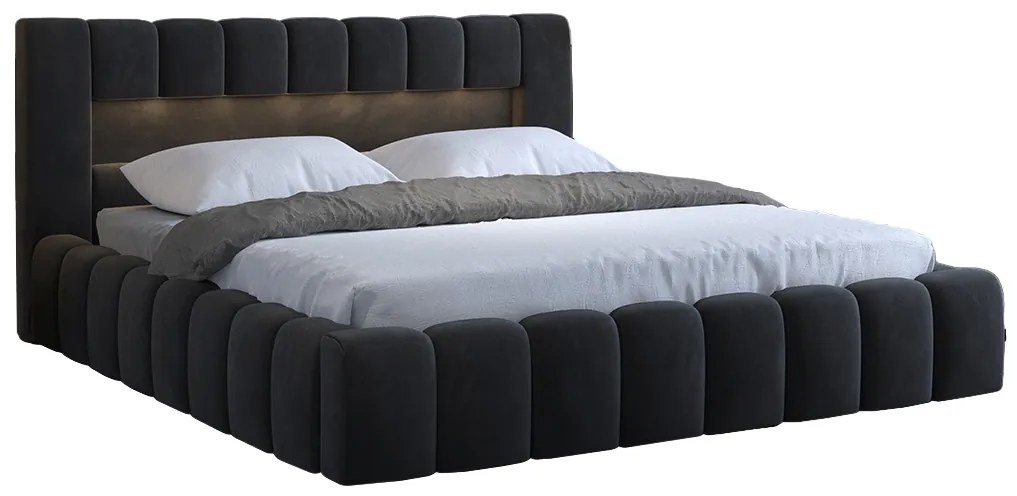 Manželská posteľ 140 cm Luxa (antracit) (s roštom, úl. priestorom a LED). Akcia -16%. Vlastná spoľahlivá doprava až k Vám domov. 1041559