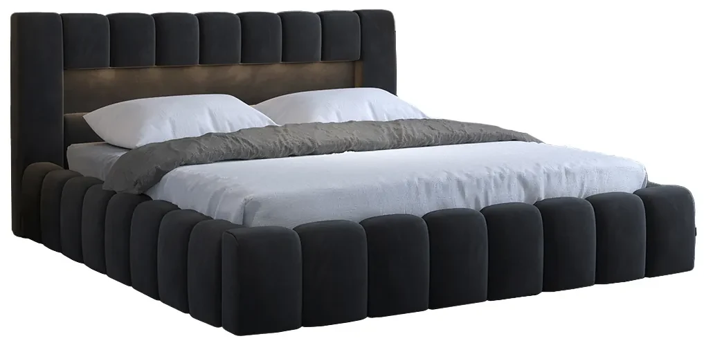 Manželská posteľ 180 cm Luxa (antracit) (s roštom, úl. priestorom a LED). Vlastná spoľahlivá doprava až k Vám domov. 1041577