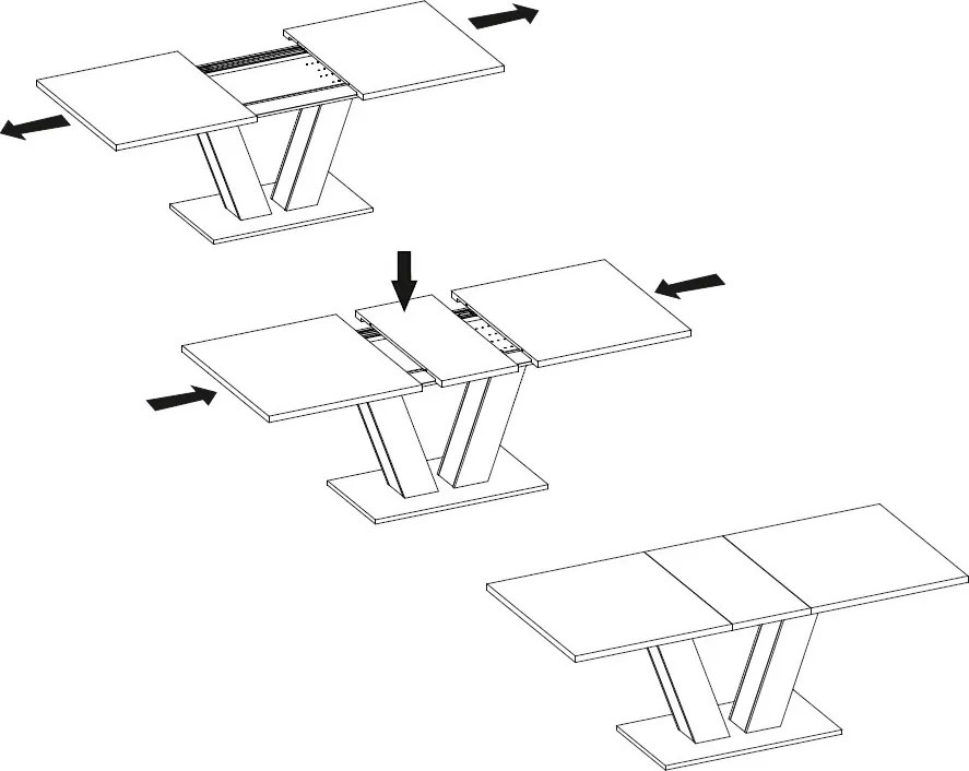 Rozkladací jedálenský stôl Moteon 150x90 cm, sivý/sivý, podnož V