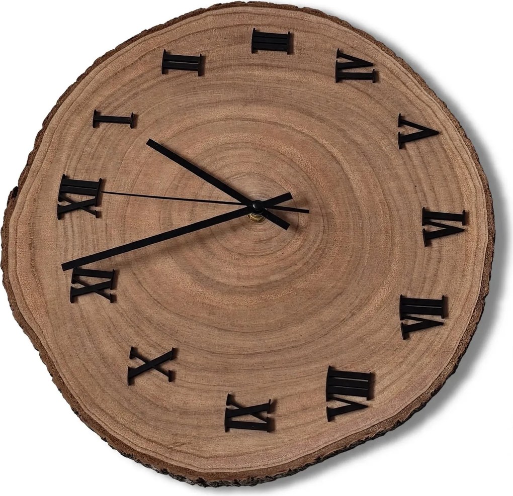 Nástenné hodiny z prierezu kmeňa | KORO: Amber - 3072 26-29 cm 4812-115559 KOR005-29-AMBER