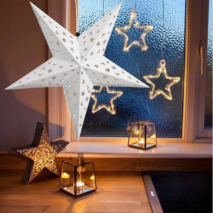 Svietiaca LED papierová hviezda LUMINA I 60 cm biela