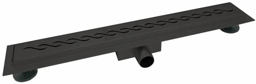 EURO Sprchový podlahový žľab čierny 80 cm - VLNA M8001B