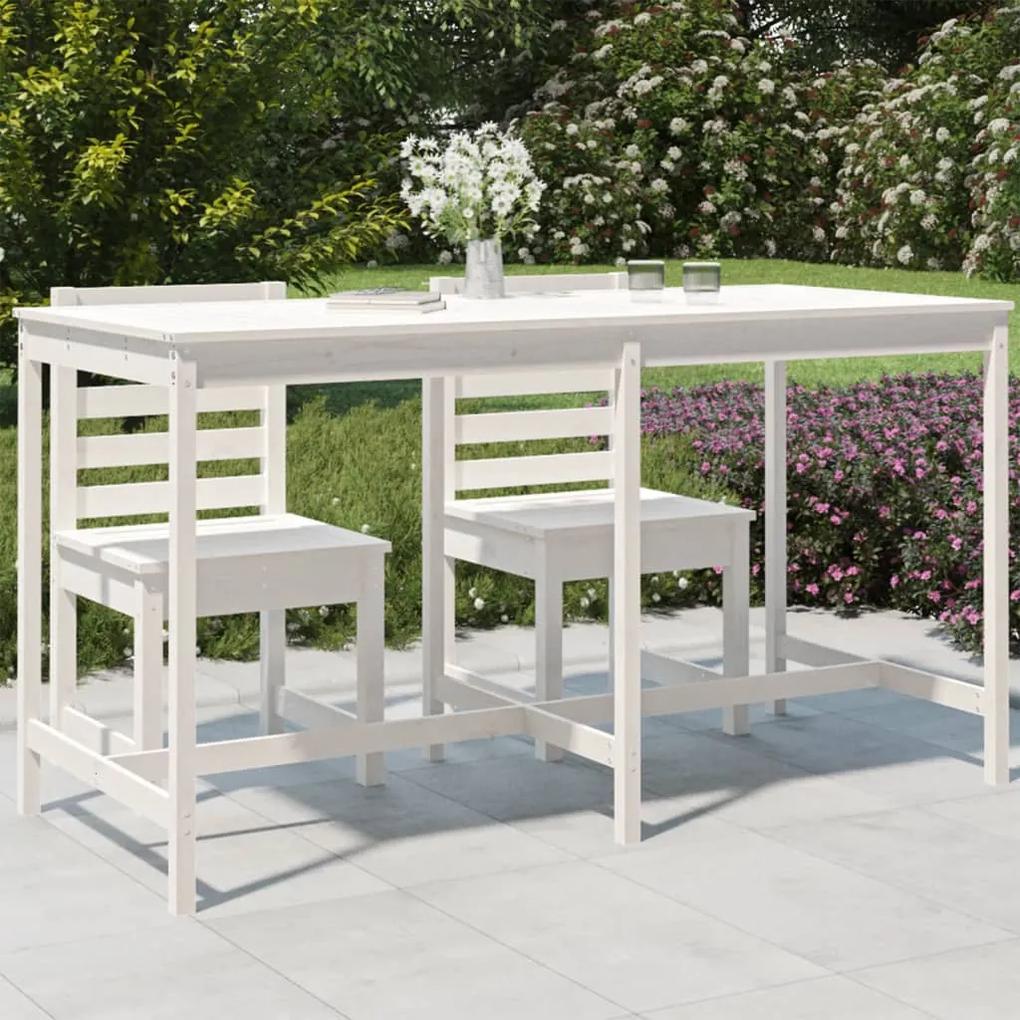 Záhradný stolík biely 203,5x90x110 cm borovicový masív 824103