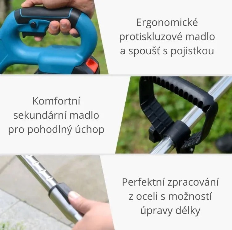 Kombinovaný AKU kotúčový krovinorez/ kosačka TIGO MD-31 + 2x batérie + nástavce + čepele + nože