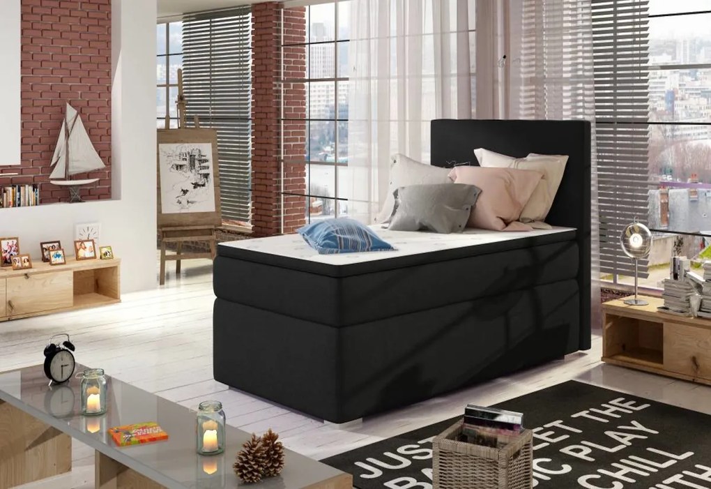 Čalúnená posteľ boxspring ROCCO, 90x200, sawana 14, levá