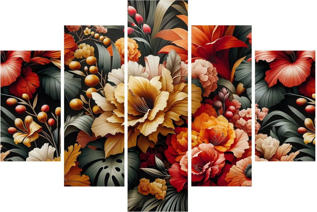 Obraz - Oranžovo-červené kvety (150x105 cm)