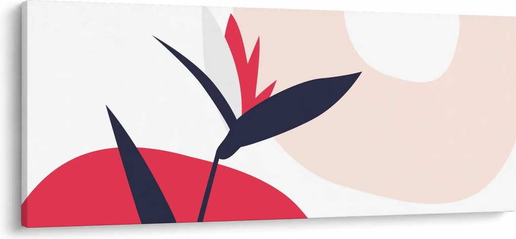 Obraz - Ružová florálna abstrakcia N⁰1 (120x50 cm)