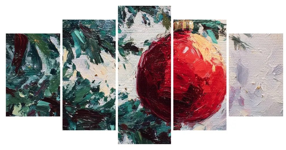 5-dielny obraz detail vianočného stromčeka