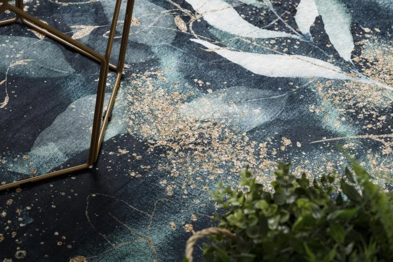 Dywany Łuszczów, Kusový koberec ANDRE Leaves 1336, 160x220, modrá, chodba / predsieň