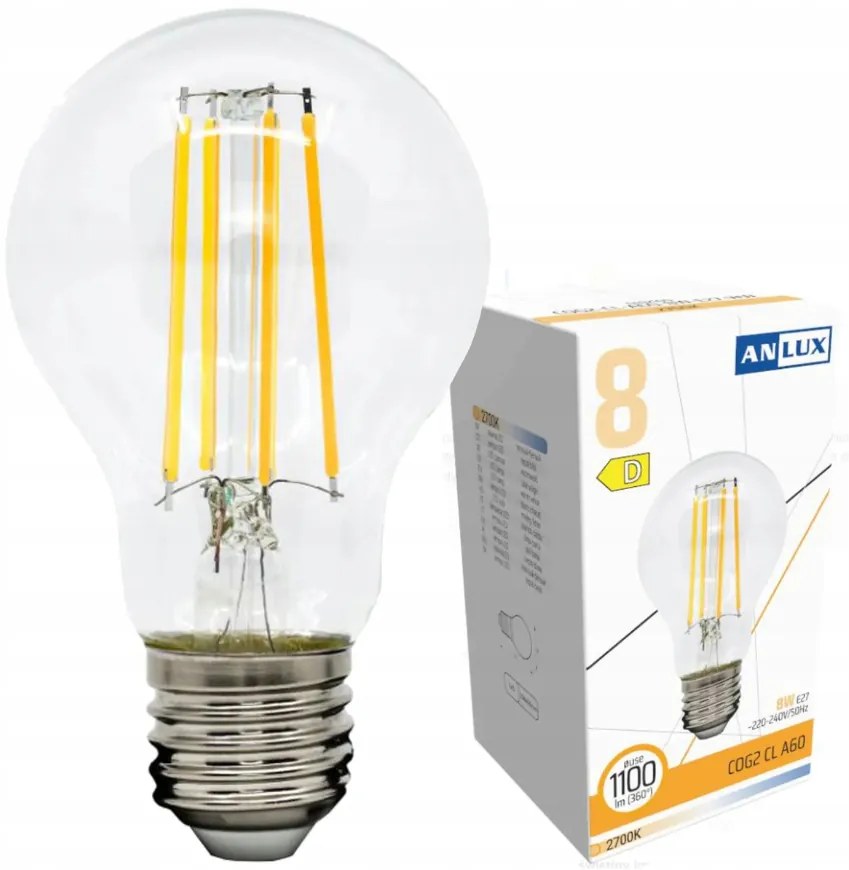Anlux LED žiarovka E27 - 8W - 1120lm - teplá biela