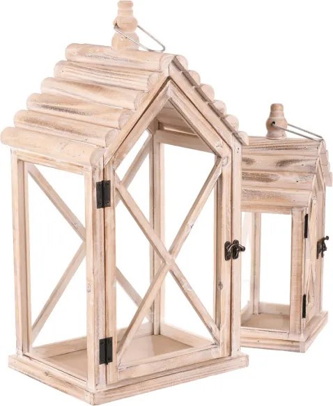 Set dvoch lampášov domček hnedý DA221 (2 ks)
