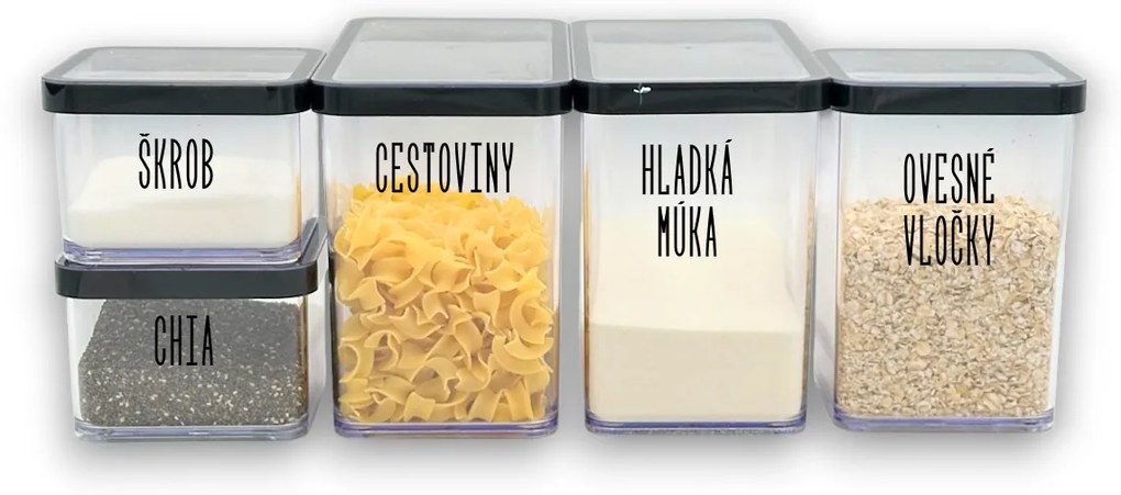Súprava 5 ks dóz na potraviny Rotho Loft, čierna