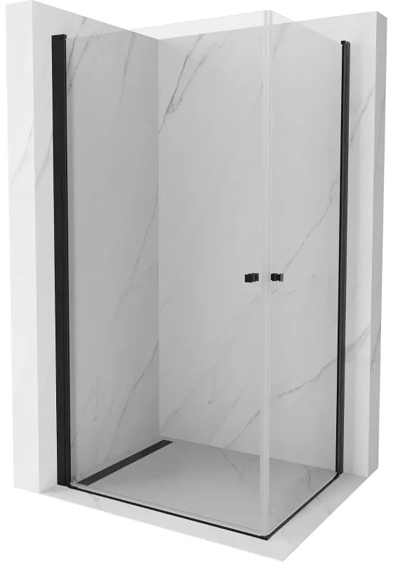 Mexen Pretoria Duo, sprchovací kút s 2-krídlovými dverami 90 (dvere) x 80 (dvere) cm, 6mm číre sklo, čierny profil, 852-090-080-70-00-02