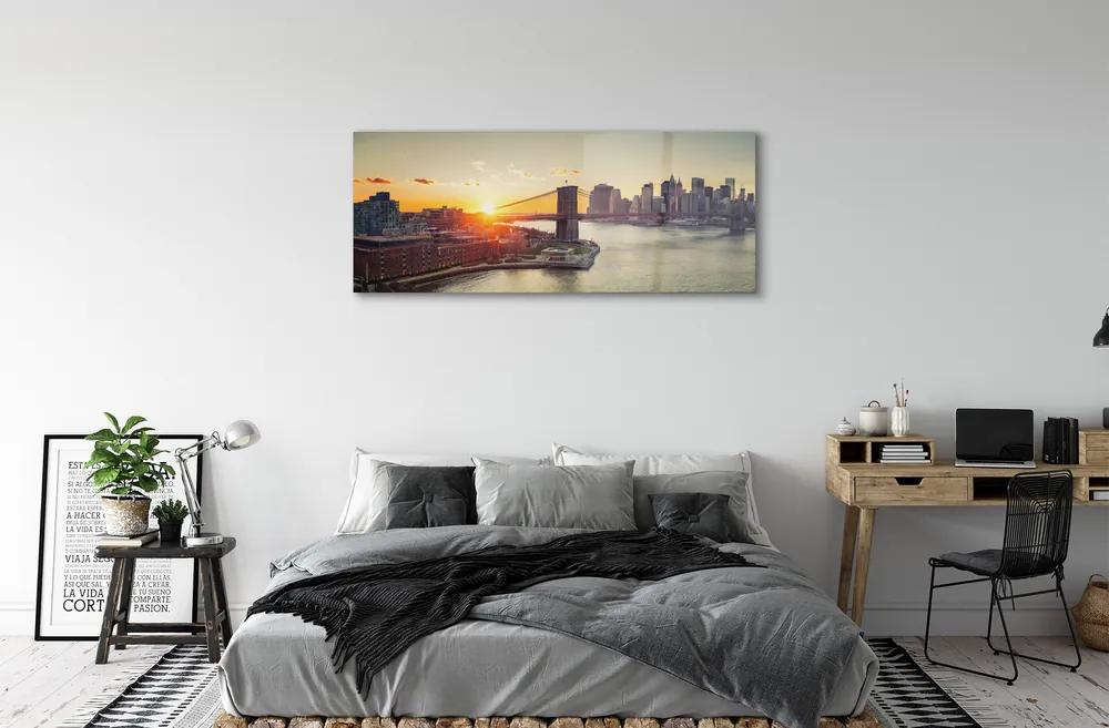 Obraz na akrylátovom skle Bridge river svitania 120x60 cm